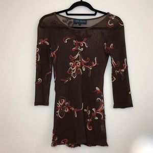 Gee Loretta Sheer Mocha Blouse / Yarn Design S